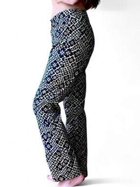 Vintage Black & Off White Flower Pattern Pants SZ 8